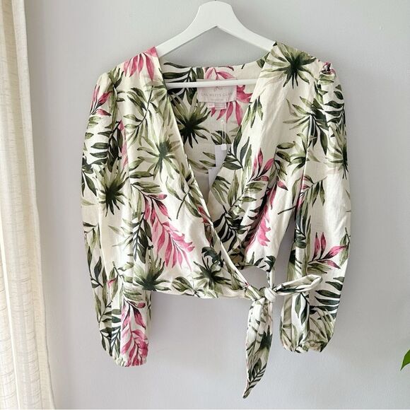 Gal Meets Glam Stevie Palm Print Linen Skirt and Top Set - Picture 6 of 13